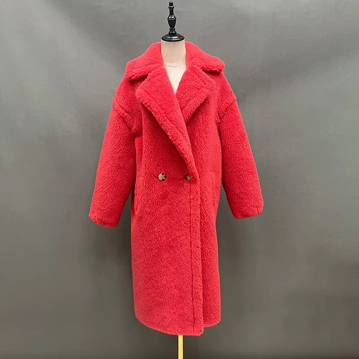 Damen Fleece-Mantel mit doppelter Knopfleiste und trendigem Schnitt Drune