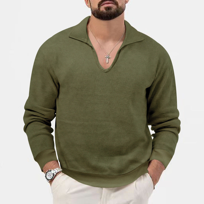 Herren eleganter Pullover mit V-Ausschnitt und strukturiertem Design Drune