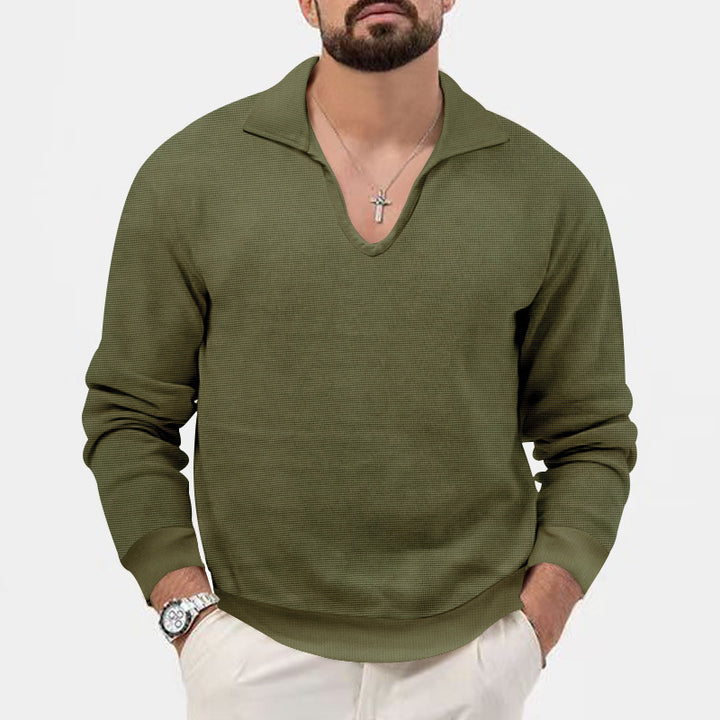 Herren eleganter Pullover mit V-Ausschnitt und strukturiertem Design Drune