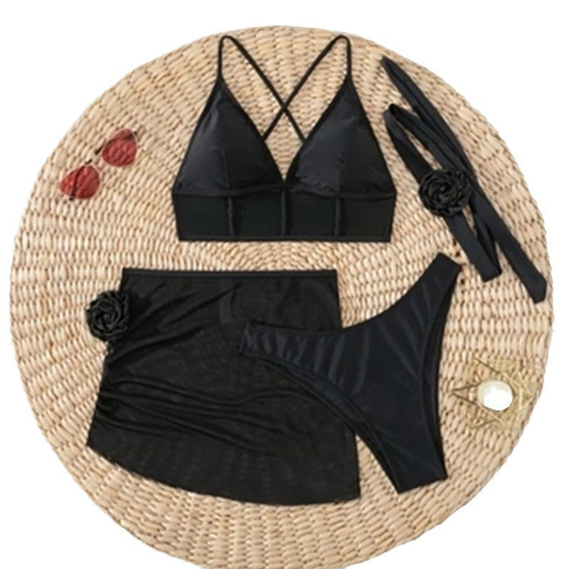 Damen Set aus transparentem Oberteil und Rock Drune