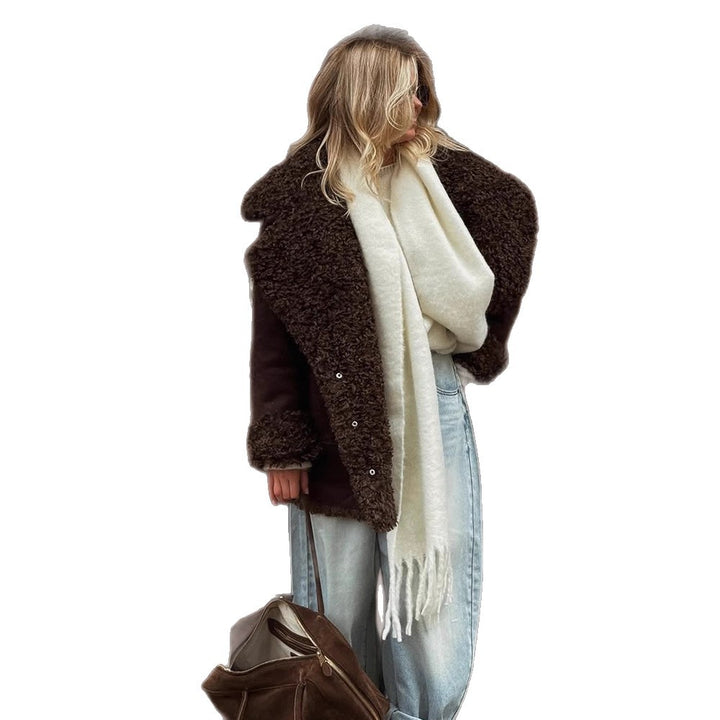 Damen Übergangsjacke mit voluminösem Kunstfellkragen Drune