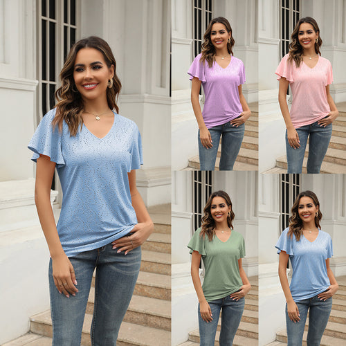 Damen stilvolle Bluse mit Schmetterlingsärmeln Drune