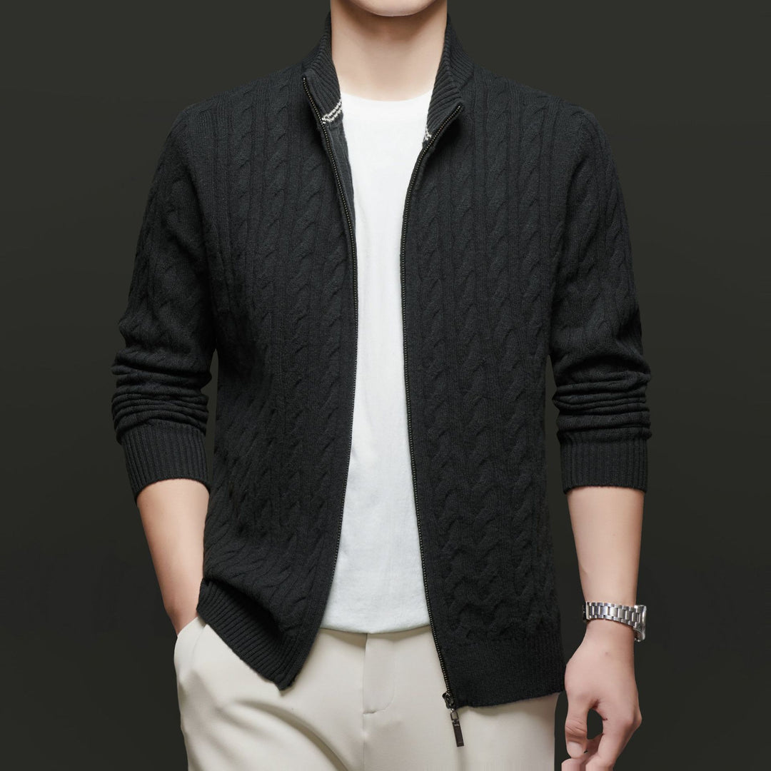 Herren Strickjacke mit modernem Zopfdesign Drune