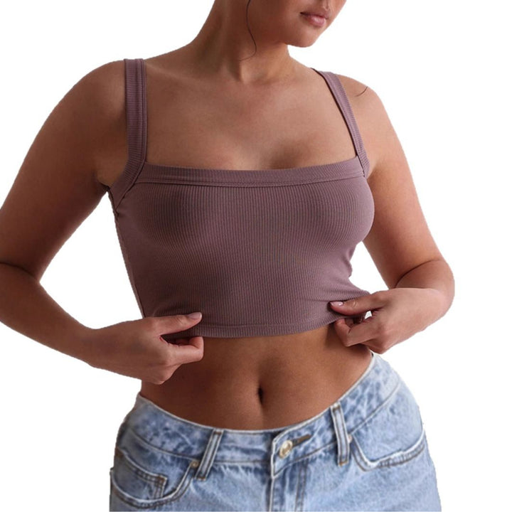 Damen Crop-Top mit quadratischem Ausschnitt und elastischem Material Drune