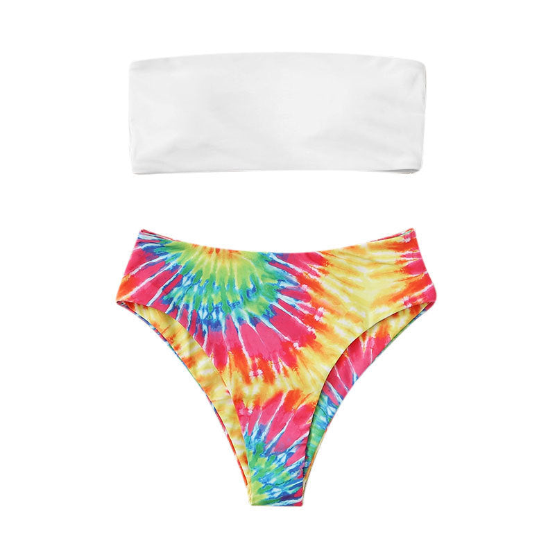Damen Bandeau-Bikini mit buntem Batikdesign Drune