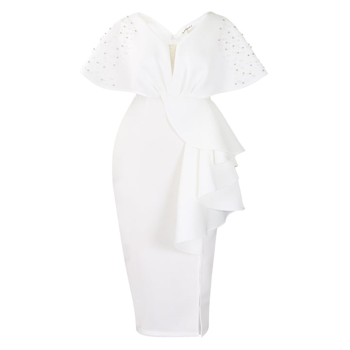 Damen Maxikleid mit glamourösem Volant und funkelnden Akzenten Drune