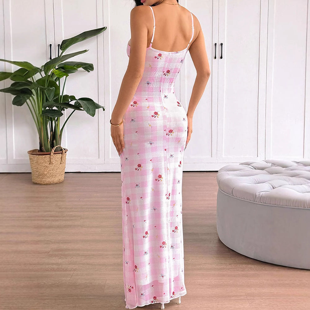 Damen Langarm Maxikleid mit floralem Muster Drune