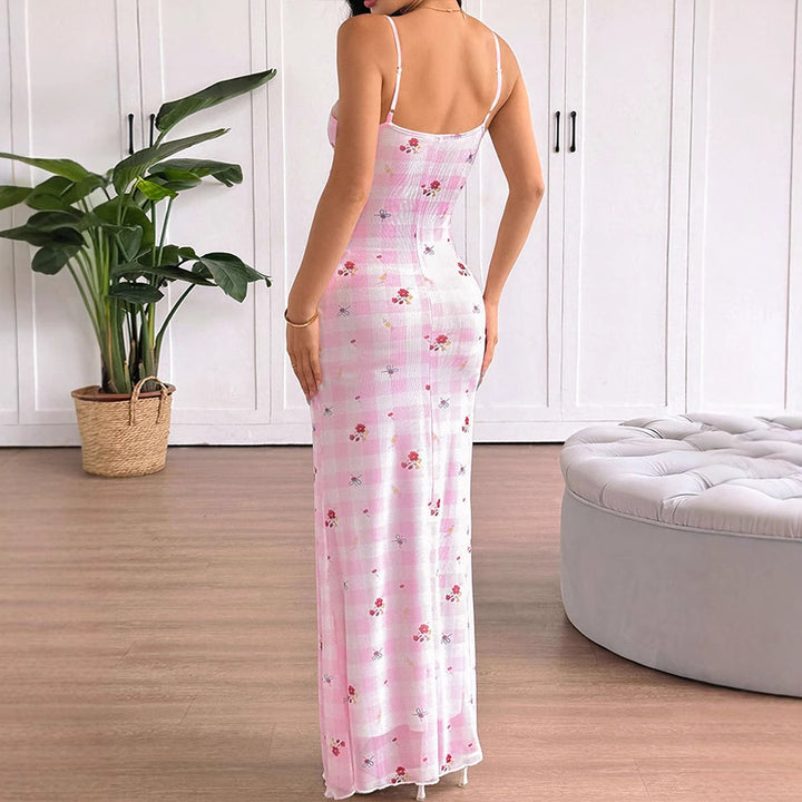 Damen Langarm Maxikleid mit floralem Muster Drune