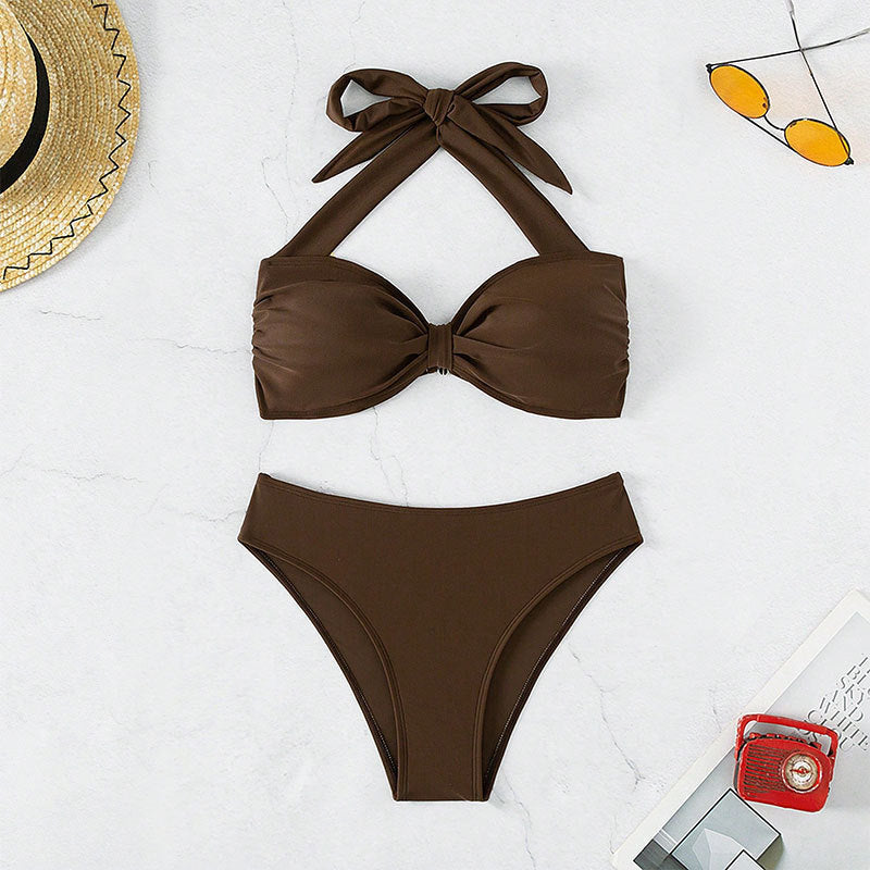 Damen Bandeau Bikini Set mit elegantem Knoten-Design Drune
