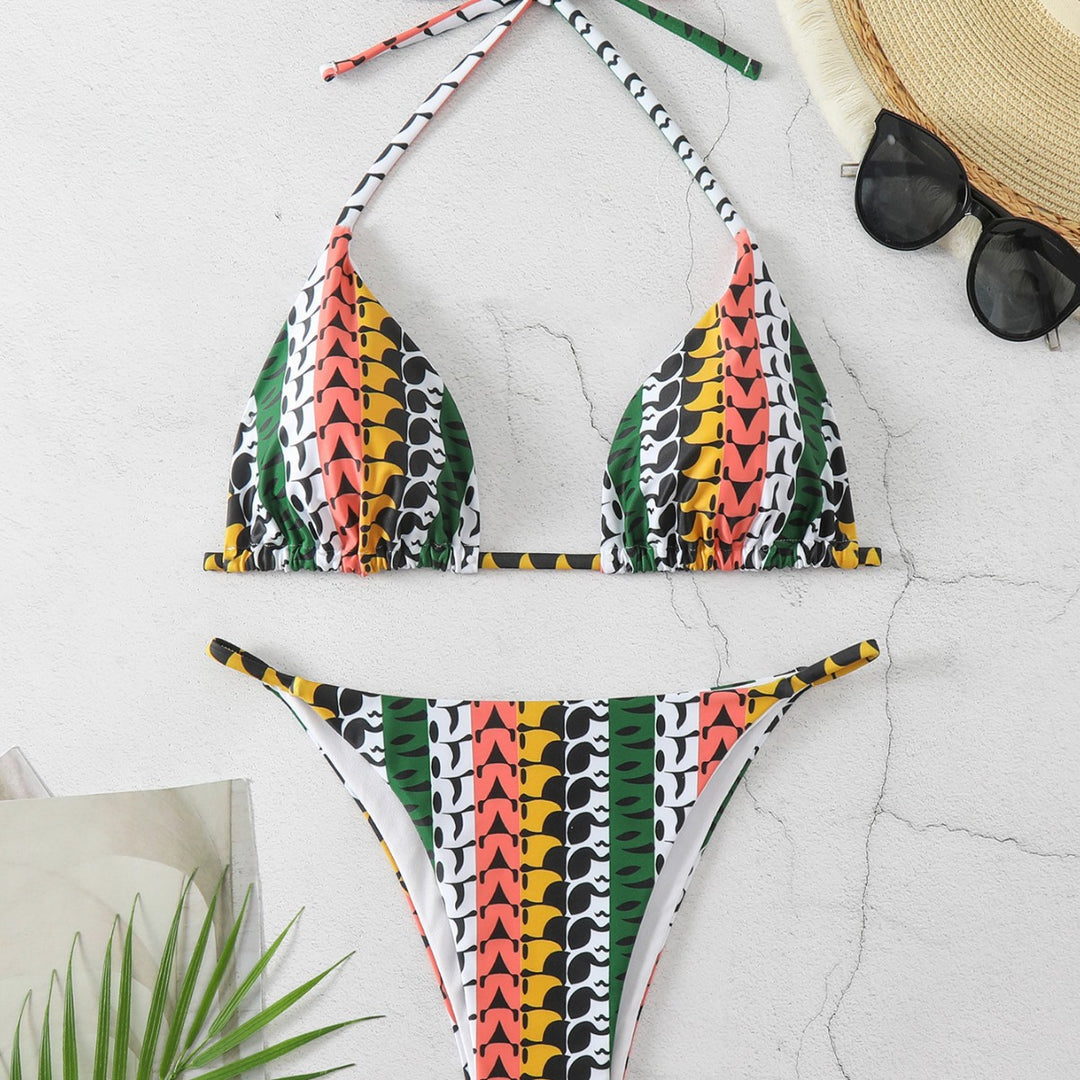 Damen Triangel-Bikini mit modischem Muster Drune