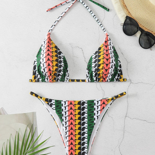 Damen Triangel-Bikini mit modischem Muster Drune