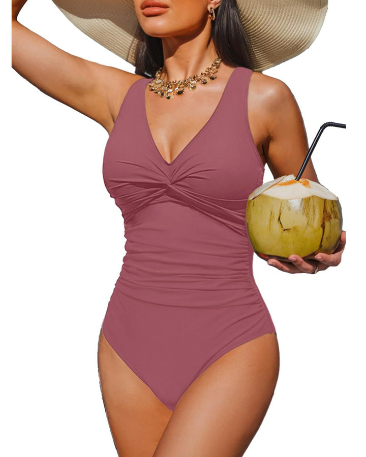 Damen Eleganter Einteiler Badeanzug mit modischem Twist Drune