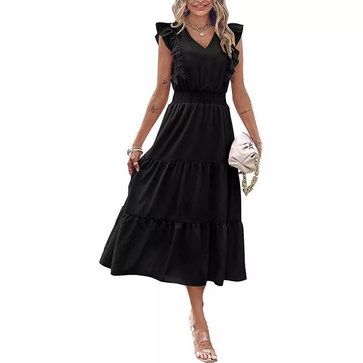 Damen Langarmpuffärmel Kleid mit voluminösem Rock Drune
