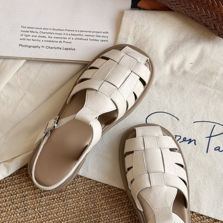 Damen Woven Leather Slingback Sandalen Drune