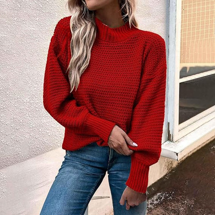 Damen Strickpullover mit hohem Kragen und strukturierter Masche Drune
