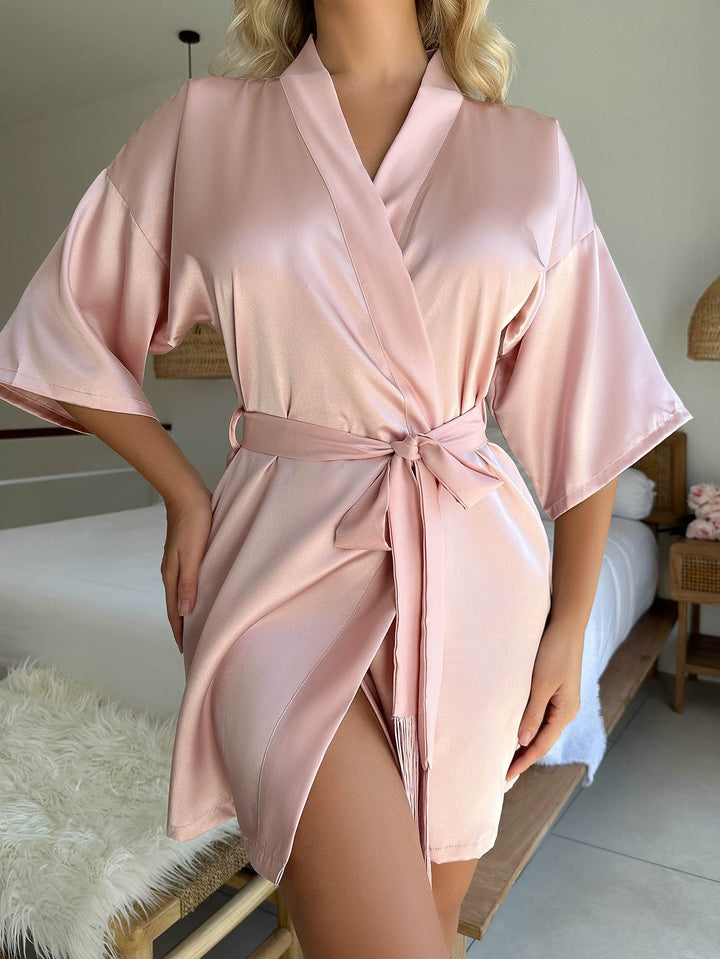 Drune Kurzer Cardigan Krawatte Quaste Bademantel Sexy Pyjamas