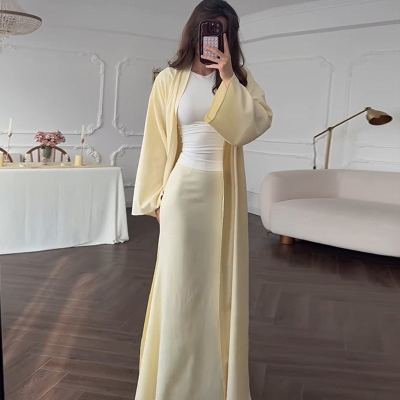 Damen eleganter Langmantel mit weich fließender Silhouette Drune