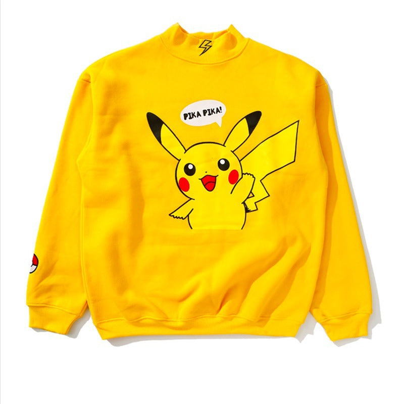 Damen Sweatshirt mit Pikachu-Motiv und hohem Kragen Drune