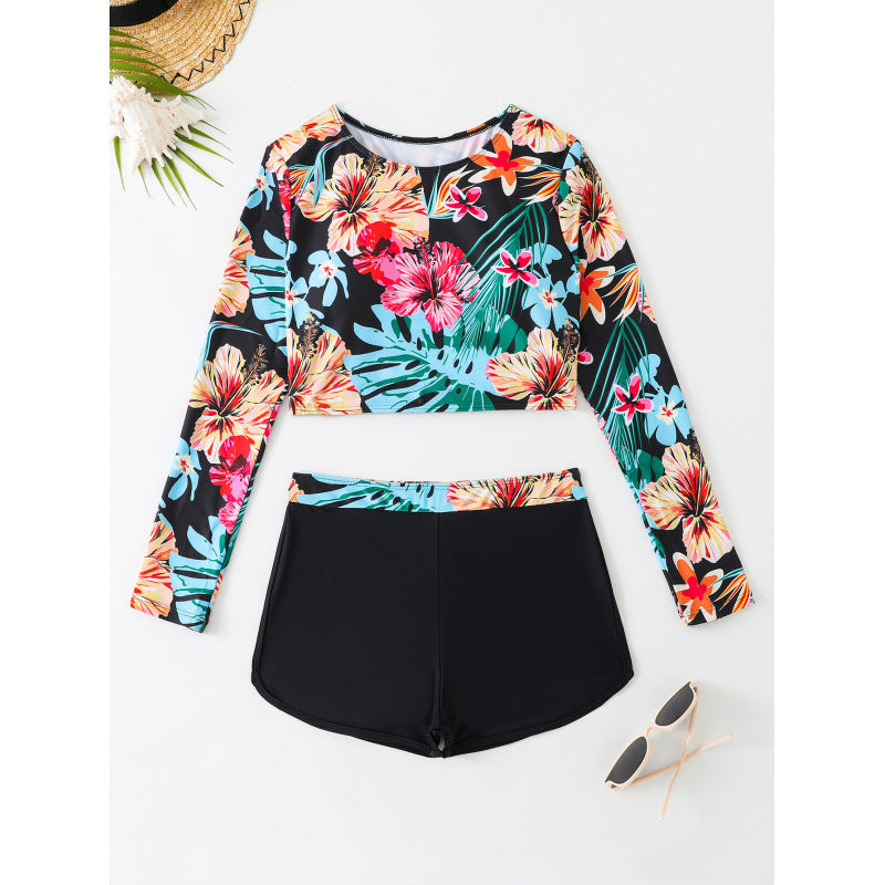 Damen Surf-Bikini-Set mit langärmeliger Oberteil und sportlichem Design Drune