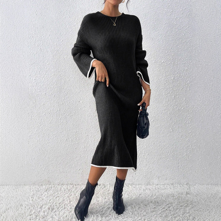 Damen lässiges Strickkleid mit Ribstruktur und weitem Schnitt Drune