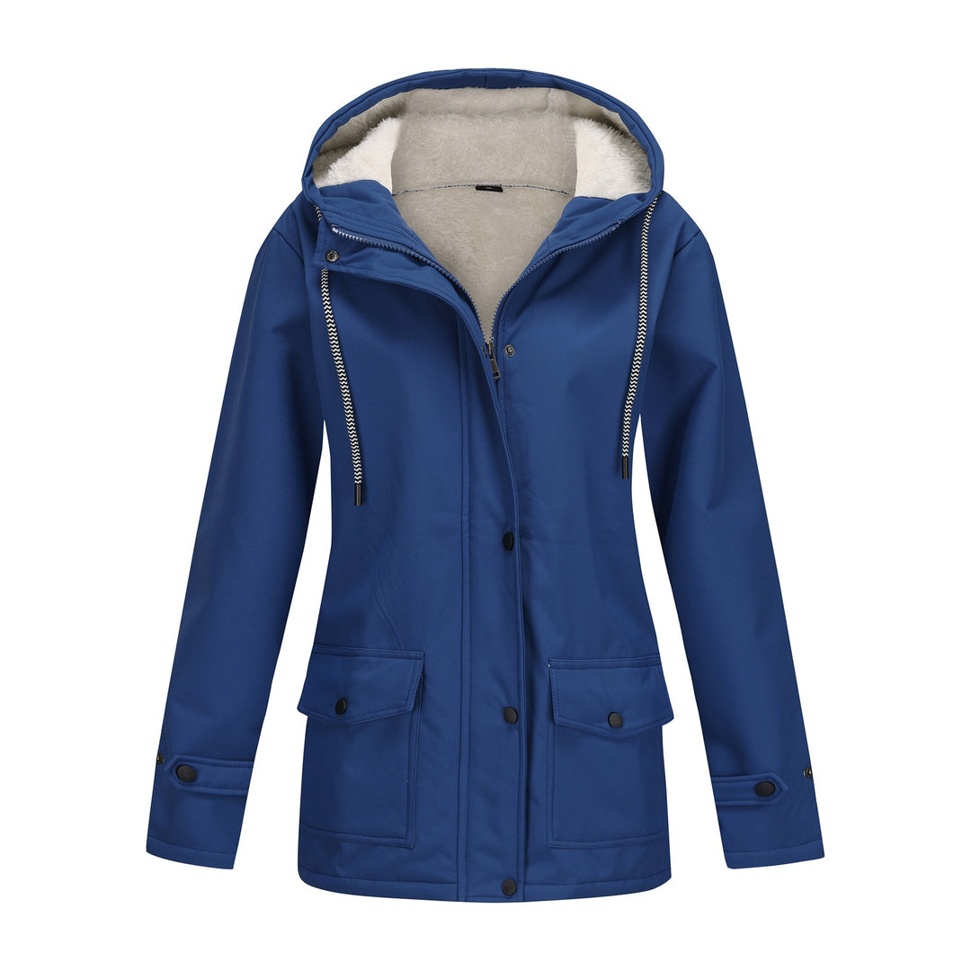 Damen wasserdichte Kapuzenjacke mit weichem Fleece-Futter Drune