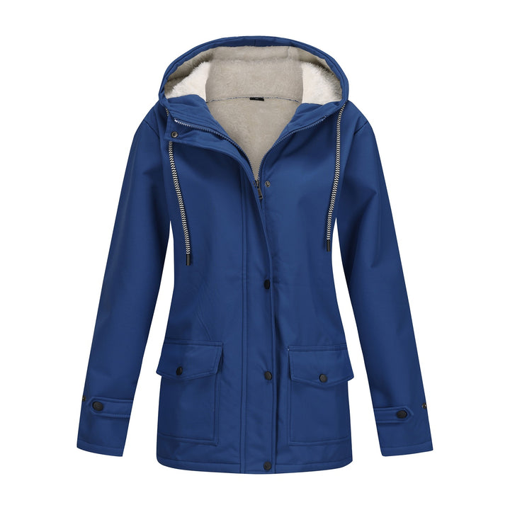 Damen wasserdichte Kapuzenjacke mit weichem Fleece-Futter Drune