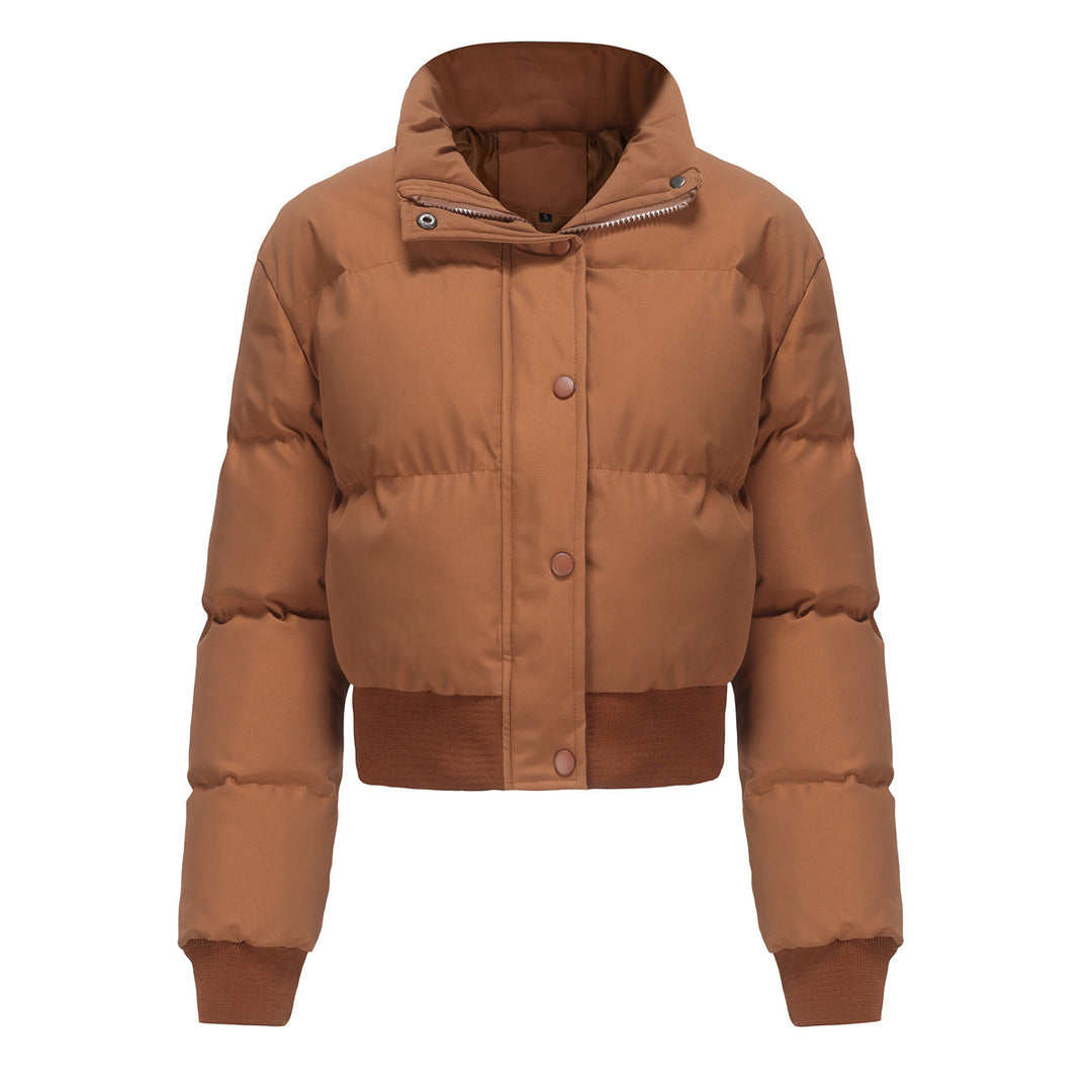 Damen cropped Steppjacke mit hohem Kragen und praktischen Druckknöpfen Drune