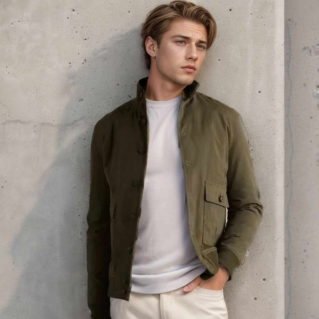 Herren stylische Suede-Jacke mit Knopfleiste Drune
