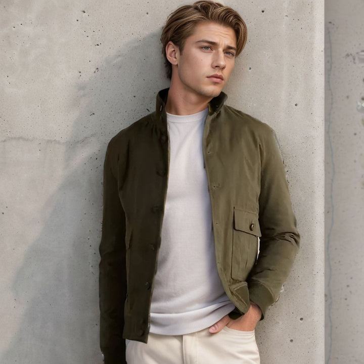 Herren stylische Suede-Jacke mit Knopfleiste Drune