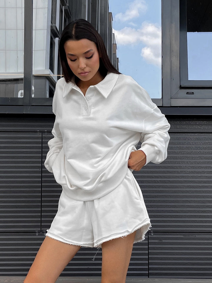 Damen trendiges Sweatshirt- und Shorts-Set
