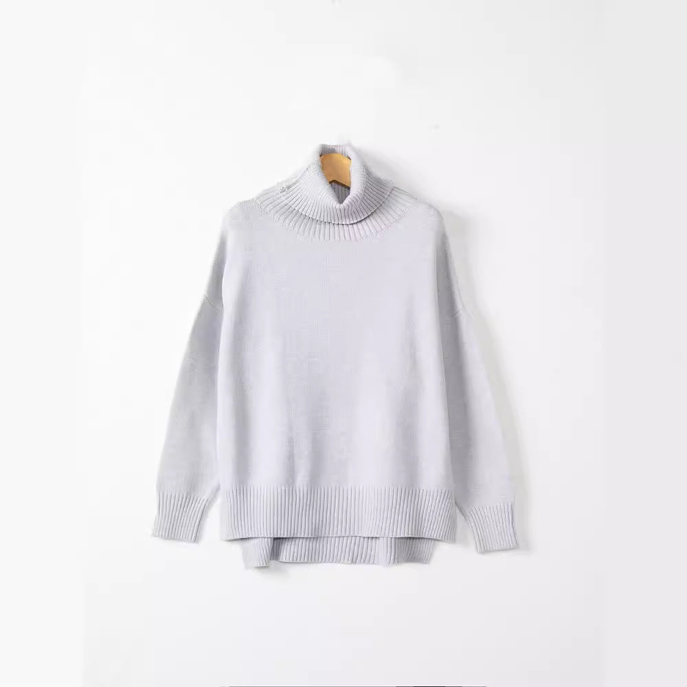 Damen gemütlicher Pullover mit Stehkragen und weitem Schnitt Drune