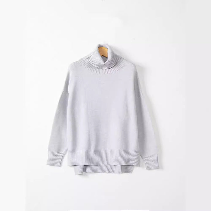 Damen gemütlicher Pullover mit Stehkragen und weitem Schnitt Drune