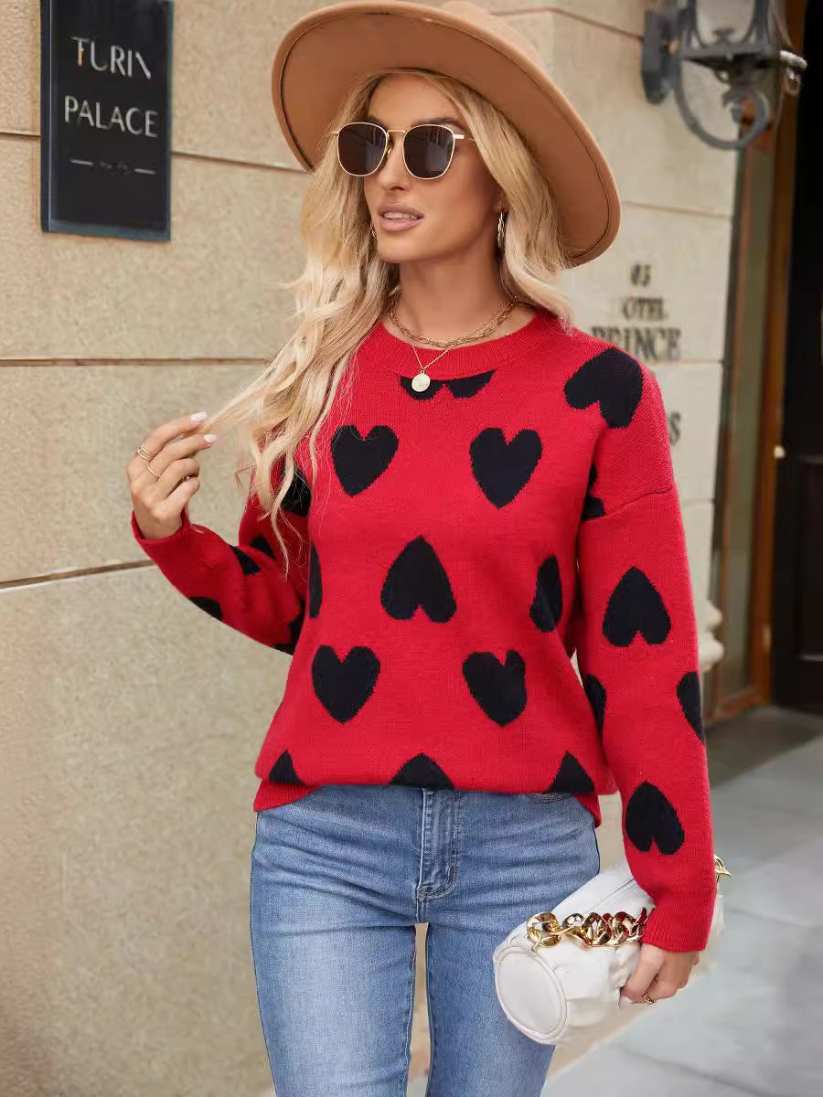 Damen Pullover mit Herzmotiv und lässigem Schnitt Drune