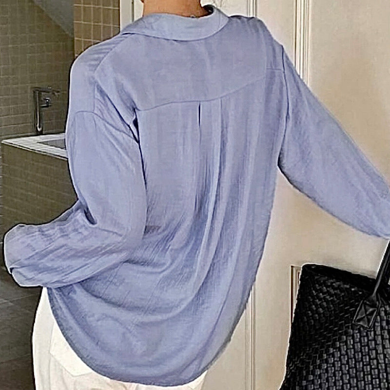 Damen Elegante Bluse mit Knoten-Detail und Rüschensaum Drune