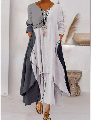 Drune | Maxikleid mit Langen Ärmeln und Knopfverschluss
