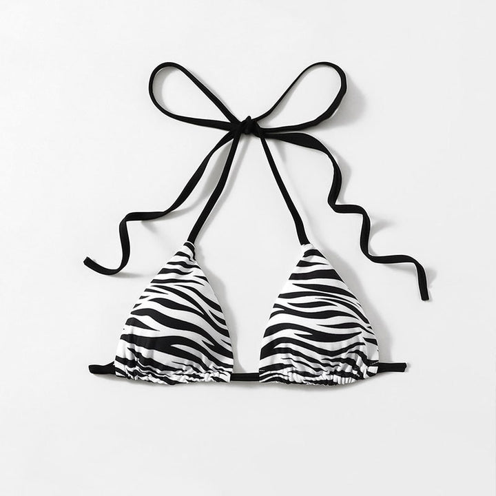 Damen Triangel-Bikini mit modischem Zebra-Muster und verstellbaren Trägern Drune