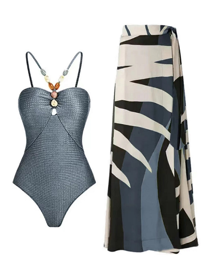 Damen Badeanzug mit trendigem Cut-Out und elegantem Wickelrock Drune