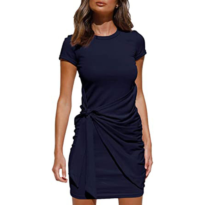 Damen Rüschens Mini Kleid mit seitlichem Bindeband Drune