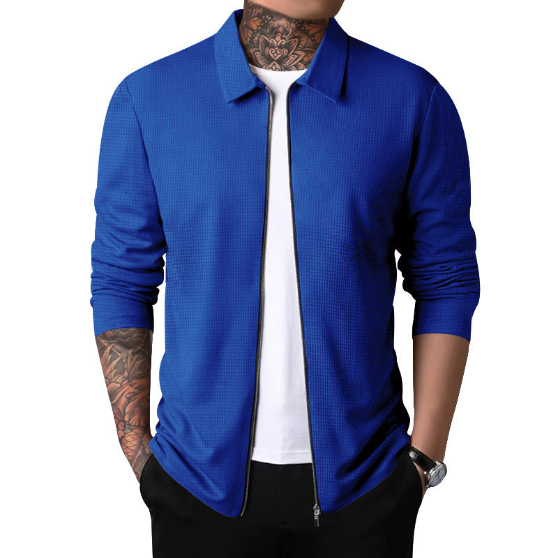Herren leichte Strickjacke mit modernem Reißverschluss und strukturiertem Design Drune