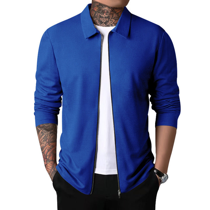 Herren leichte Strickjacke mit modernem Reißverschluss und strukturiertem Design Drune