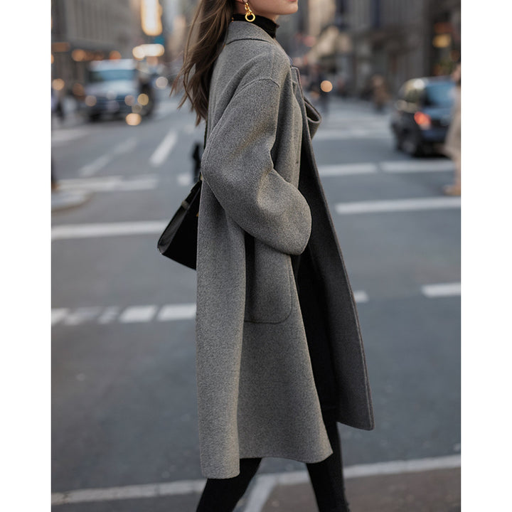 Damen Eleganter Wollmantel mit hohen Taschen und klassischem Revers Drune