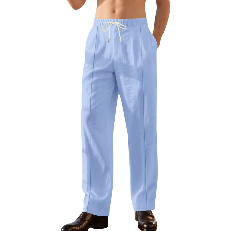 Herren nan Relax-Freizeithose mit elastischem Tunnelzugbund, dekorativer Bügelfalte und seitlichen Eingrifftaschen Drune