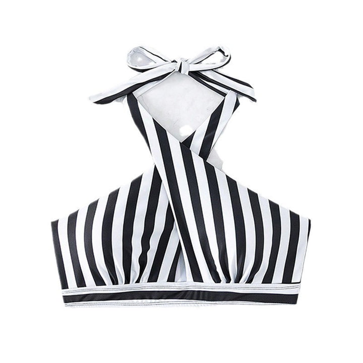 Damen Sport-Bikinioberteil mit graziösem Knoten und gestreiftem Design Drune