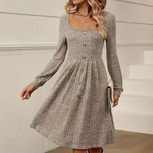 Damen Strickkleid mit Knopfleiste Drune