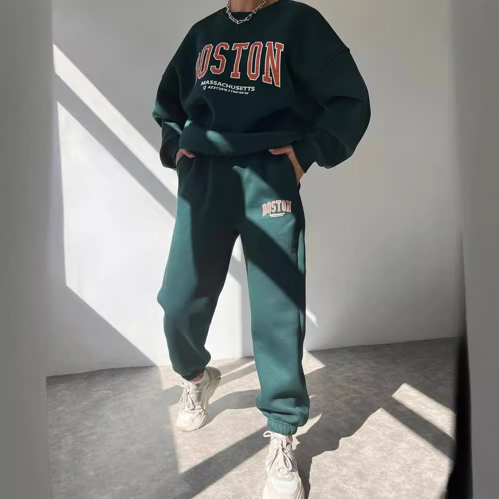 Damen lässiger Sweatshirt und Jogginghosen Set Drune