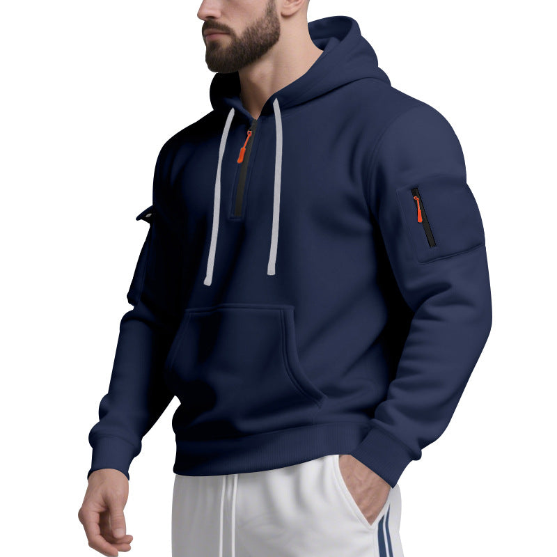 Herren Funktions-Hoodie mit halbem Reißverschluss und praktischen Taschen Drune