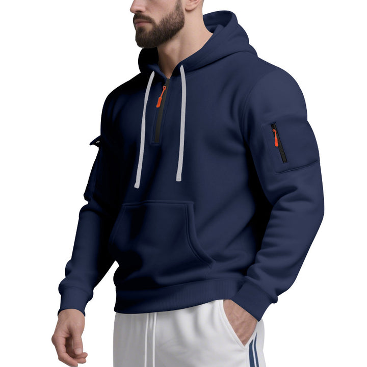 Herren Funktions-Hoodie mit halbem Reißverschluss und praktischen Taschen Drune