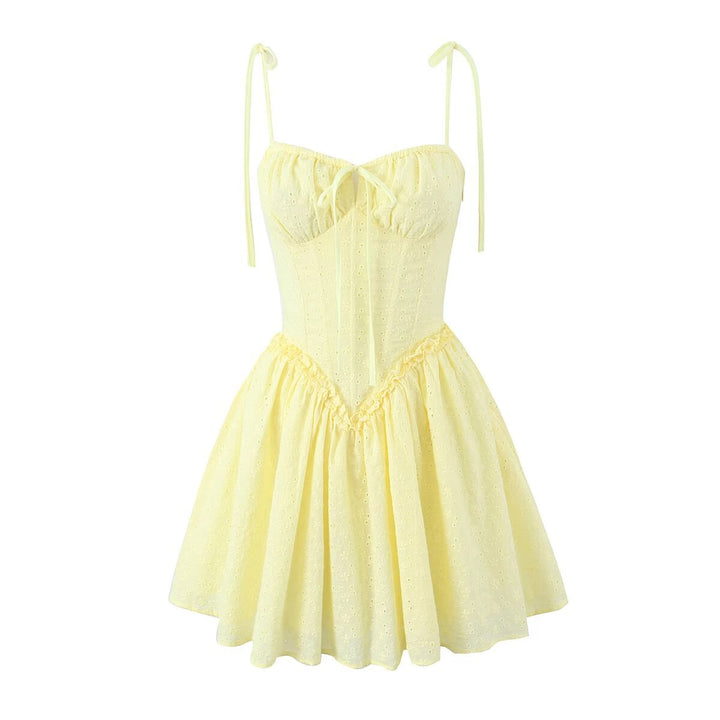 Damen verspieltes Sommerkleid mit Rüschendetails und zarten Trägern Drune