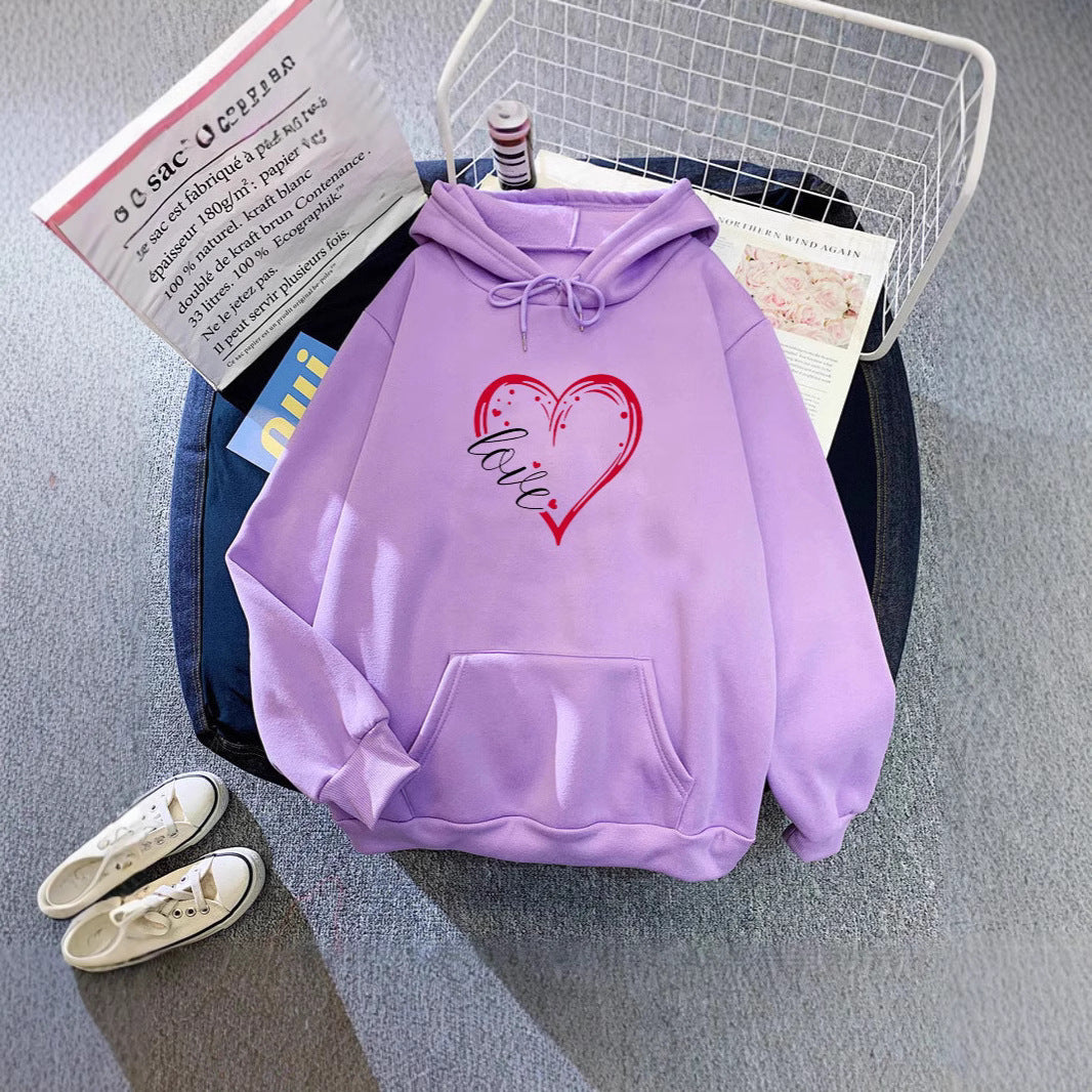 Damen Kapuzenpullover mit romantischem Herz-Design und hochwertigem Fleece Drune