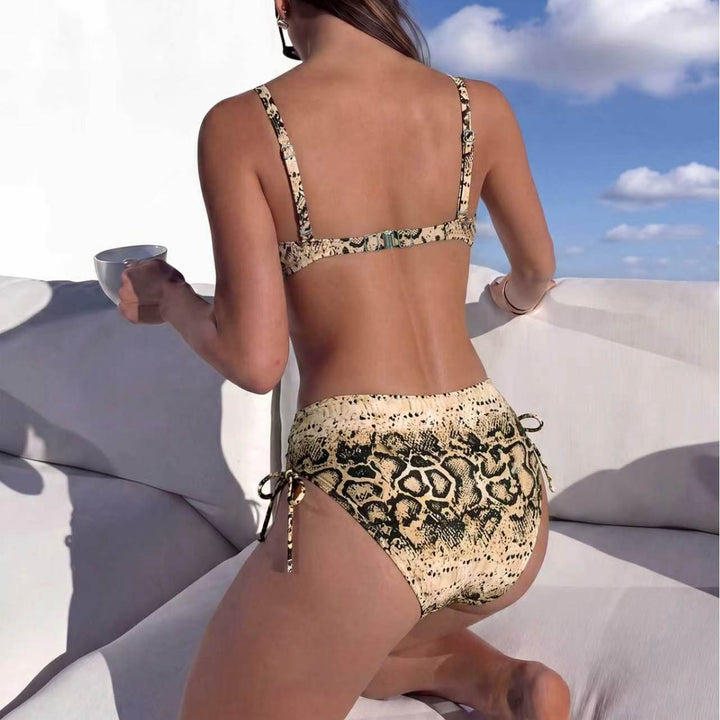 Damen Hochgeschnittener Snake-Print Bikini Drune